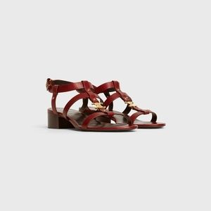 CÉLINE Triomphe Sandal in Calfskin Burgundy Size38
